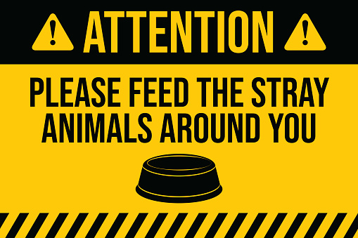 Please feed the stray animals. COVID-19 outbreak influenza as dangerous flu strain cases as a pandemic concept banner flat style illustration stock illustration