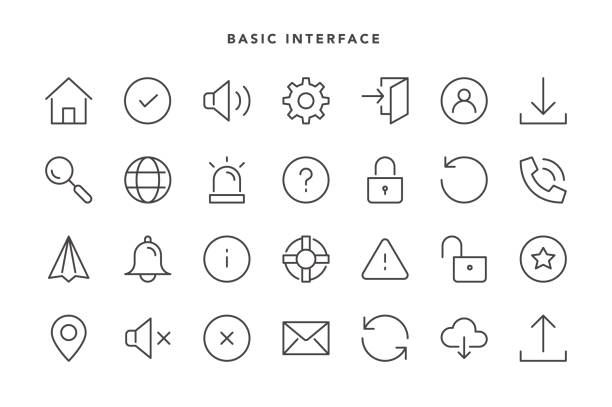 podstawowe ikony interfejsu - flash menu stock illustrations
