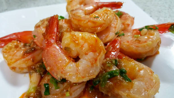istock Fresh shrimps with most of their shells removed and stir-fried 1224793452