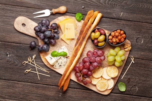 istock Cheese, meat, grapes and olives antipasto 1224796015