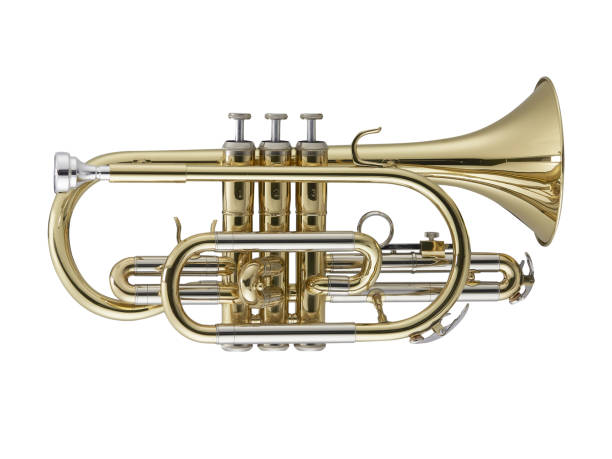 istock Golden Cornet, Glossy Cornets, Cornets, Brass Music Instrument Isolated on White background 1224797562