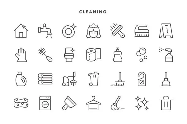 Vector illustration of Cleaning Icons