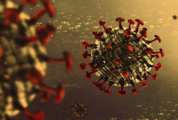 istock Novel Coronavirus 2019, coronavirus 2019-ncov flu outbreak. Microscopic view of floating influenza virus cells 1224799497