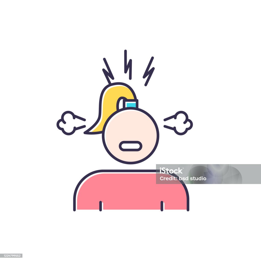 Biểu Tượng Màu Khó Chịu Cô Gái Bực Bội Người Phụ Nữ Giận Dữ Triệu ...