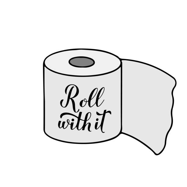 Roll With It Calligraphy Hand Lettering On Cute Cartoon Toilet  Papercoronavirus Quarantine Covid19 Funny Quote Typography Poster Vector  Template For Banner Flyer Postcard Sticker Tshirt Stock Illustration -  Download Image Now - iStock