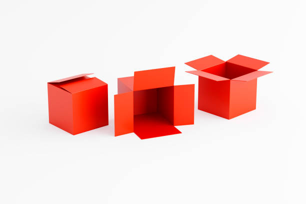 istock set of red boxes on a white background, two boxes, place for text 1224800818