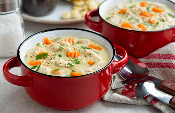istock Creamy Chicken and Vegetable Soup 1224802511
