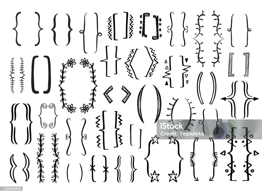 Bracket Patterns Different Hand Drawn Brackets Set Stock Illustration - Download Image ...