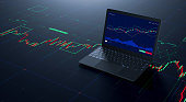 Stock exchange concept app running on laptop