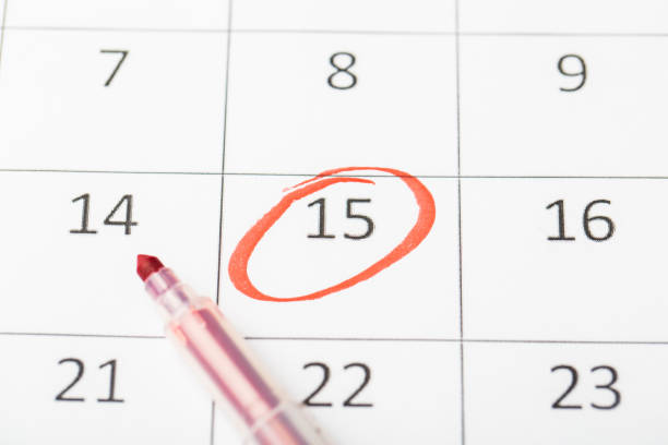 istock 2020 calendar page with pen. important date marked 1224804772