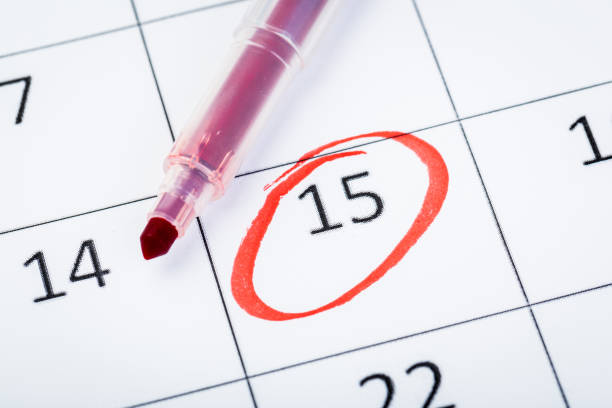 istock 2020 calendar page with pen. important date marked 1224804833