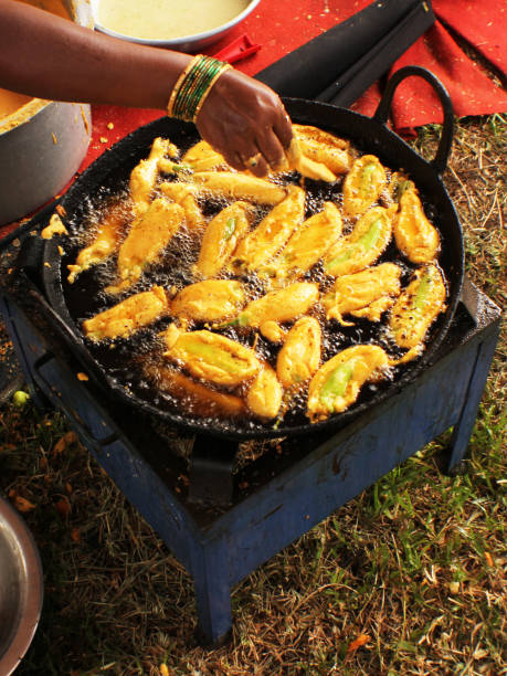 Close-up of Indian street food Mirchi bajji stock photo