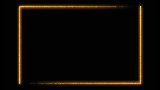 Gold border background from neon glowing lines - video animation