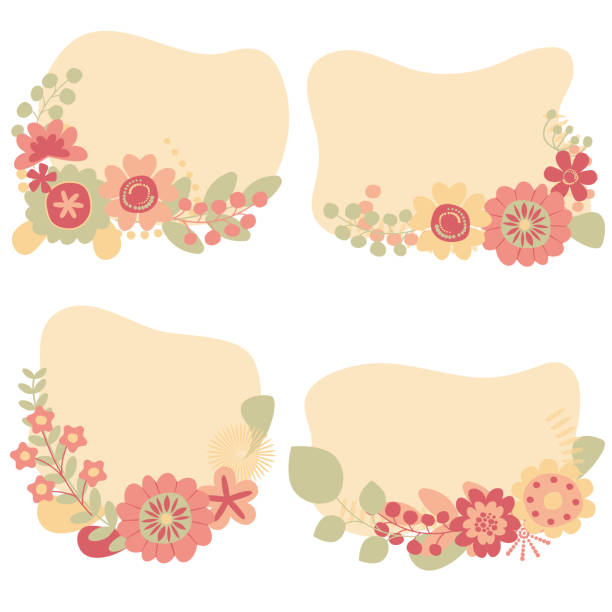 Set of floral frames with place for text. vector art illustration