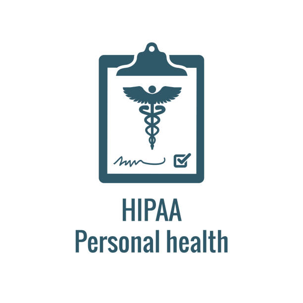HIPAA Compliance icon set with hippa image involving medical privacy HIPAA Compliance icon set - hippa image involving medical privacy caduceus medical symbol backgrounds stock illustrations