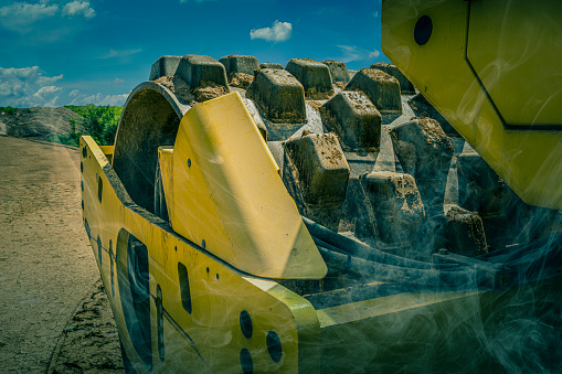 road roller with spikes