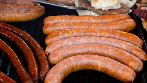 istock More types of sausages on grill. 1224817156