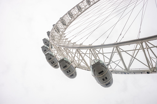 London, UK - September 30,2019: Close up of city landmark which is London Eye wheel