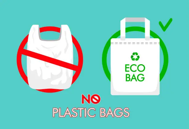 Vector illustration of Concept ECO BAG/No plastic