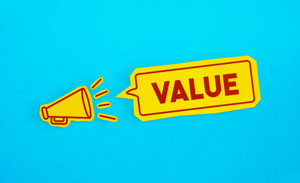 istock Megaphone drawing on the cut yellow paper makes Value announcement. 1224821558