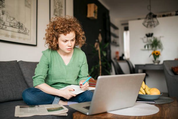 istock An unemployed woman looking for work from home in a modern age 1224825645