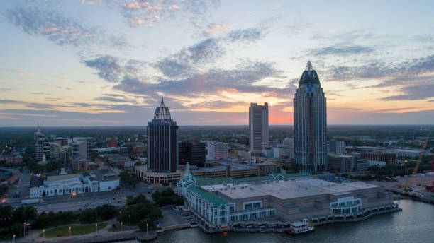 istock Downtown Mobile, Alabama waterfront sunset 1224826747