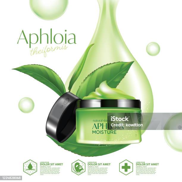 Aphloia Theiformis Malagasy Tea Moisture Essence Natural Skin Care Cosmetic Stock Illustration - Download Image Now