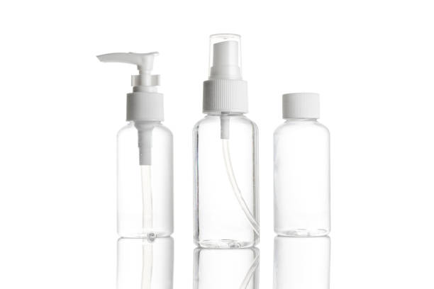 istock Pump bottle, empty sanitizer container for mineral cosmetic, soap shampoo isolated on white. Clear plastic blank cap for water, antiseptic gel in spray bottle on transparent background. 1224830073