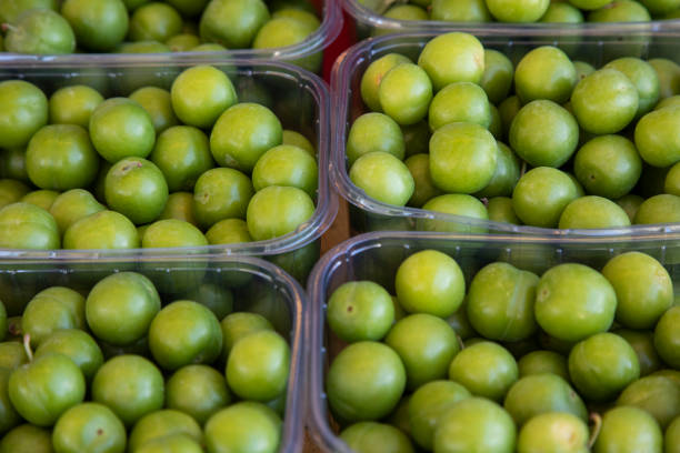 fresh and delicious plums at the market