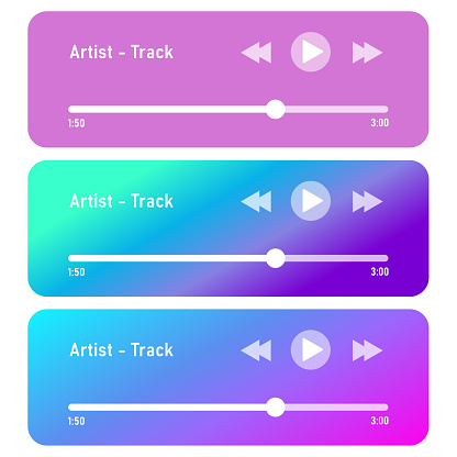 Music player bar vector set. Flat audio player interface set.
