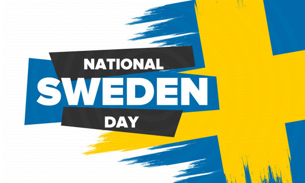 Sweden National Day. Celebrated annually on June 6 in Sweden. Happy national holiday of freedom. Swedish flag. Northern Scandinavian country. Patriotic poster design. Vector illustration Sweden National Day. Celebrated annually on June 6 in Sweden. Happy national holiday of freedom. Swedish flag. Northern Scandinavian country. Patriotic poster design. Vector illustration swedish flag stock illustrations
