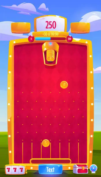 Vector illustration of Vector interface of mobile arcade game with coins