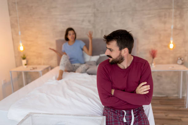 istock Couple fighting in bedroom 1224834446