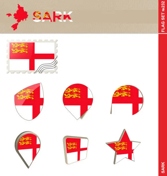 Vector illustration of Sark Flag Set, Flag Set #232