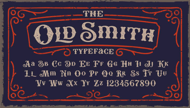 ilustrações de stock, clip art, desenhos animados e ícones de a vintage rough font in victorian style - estilo do século 19