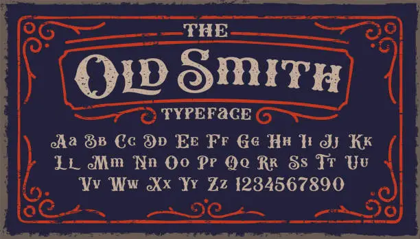 Vector illustration of A Vintage Rough Font in Victorian style