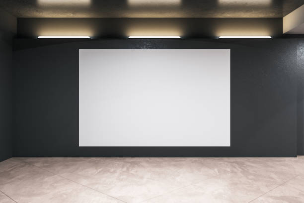 istock Minimalistic concrete interior with blank banner 1224837810