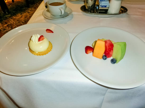 istock Fruit dessert at abstract cruise ship restaurant 1224837886