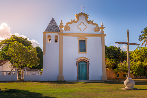 Colonial ancient baroque church in Porto Seguro - Bahia, northeast Brazil