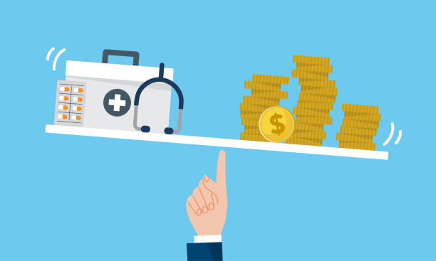 Medical bills,balance of money and medical image,blue background,vector illustration business,money balance backgrounds stock illustrations