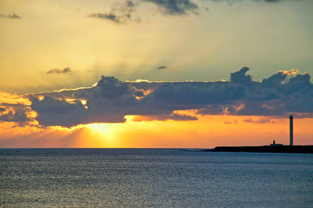 Lighthouse of Punta de Pechiguera near Playa Blanca  on the island of Lanzarote, Canary Islands, Spain, Europe