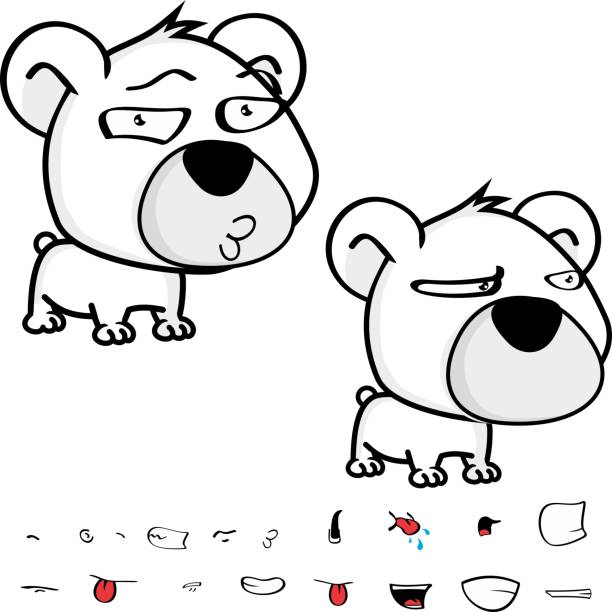 funny big head baby polar bear cartoon expressions collection set cute big head baby polar bear cartoon expressions collection set in vector format very easy to edit sad kawaii teddy bear stock illustrations