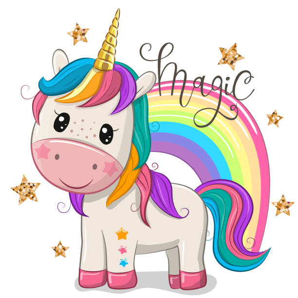 Cartoon Unicorn With A Rainbow Isolated On A White Background Stock  Illustration - Download Image Now - iStock