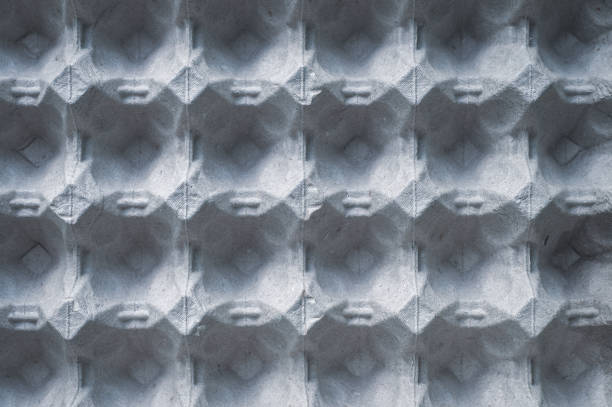 istock Tray with raw eggs , gray colored background. Cells made of eco-friendly material, pressed paper 1224849672