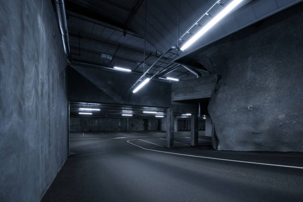 istock Dark and moody underground parking lot 1224849686