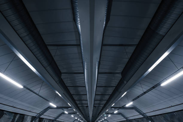 istock Luminescent lamps and ventilation pipes 1224849699