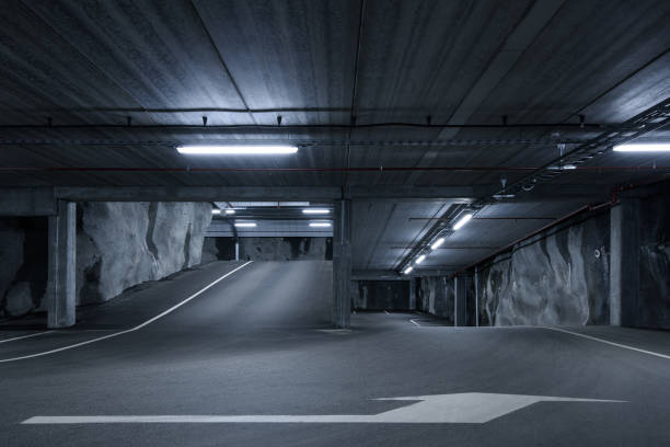 istock Two roads in a underground parking lot 1224849921