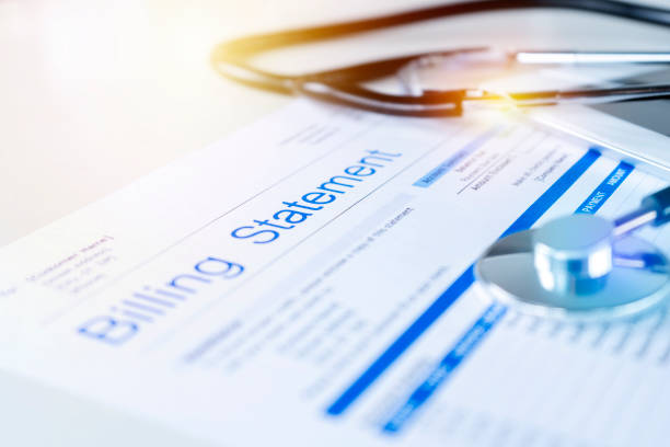 Health care billing statement with stethoscope