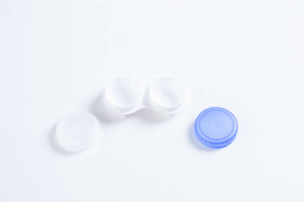 istock Boxes for lenses on a white background. Ophthalmology concept. 1224853199