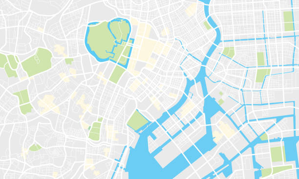 Tokyo city map. Illustration vector Eps 10. Vector map of Tokyo city in Japan. Eps 10 file kanto region stock illustrations